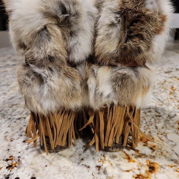 El Vaquero Tahoe Rabbit Fur Fringe Boots 37